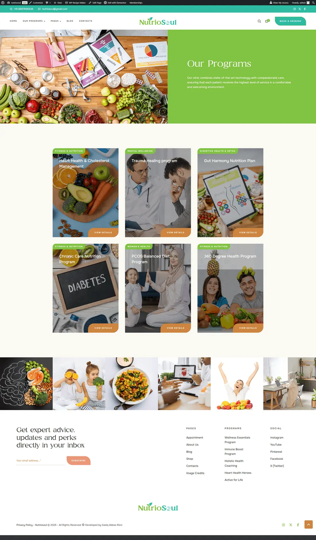 NutrioSoul.com (Health & Wellness Platform) Design