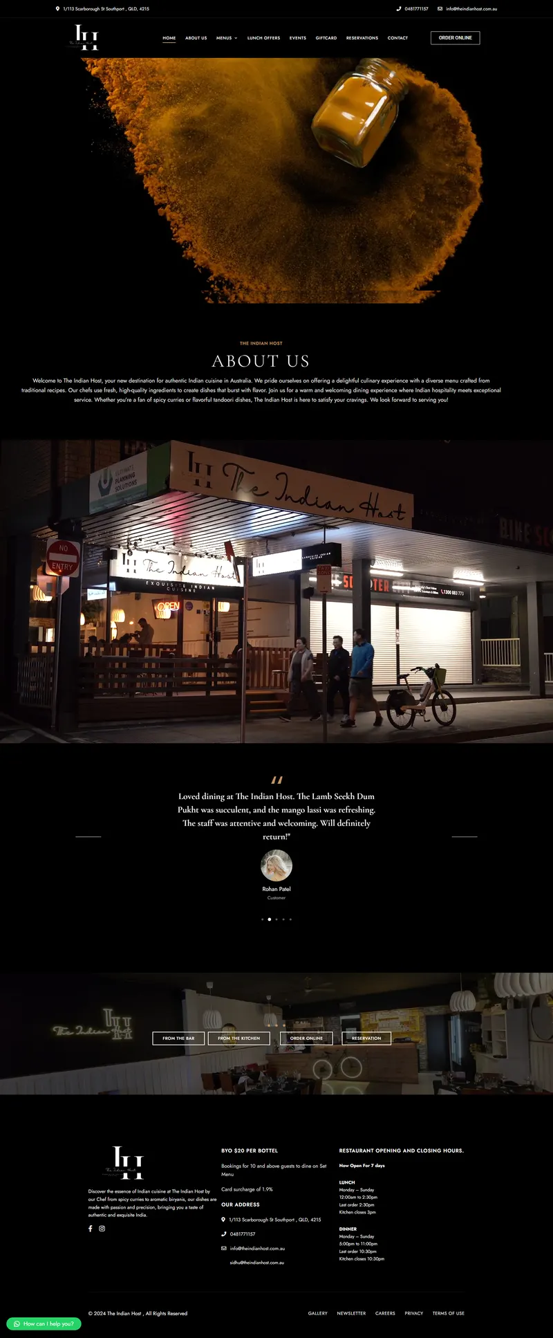 The Indian Host website