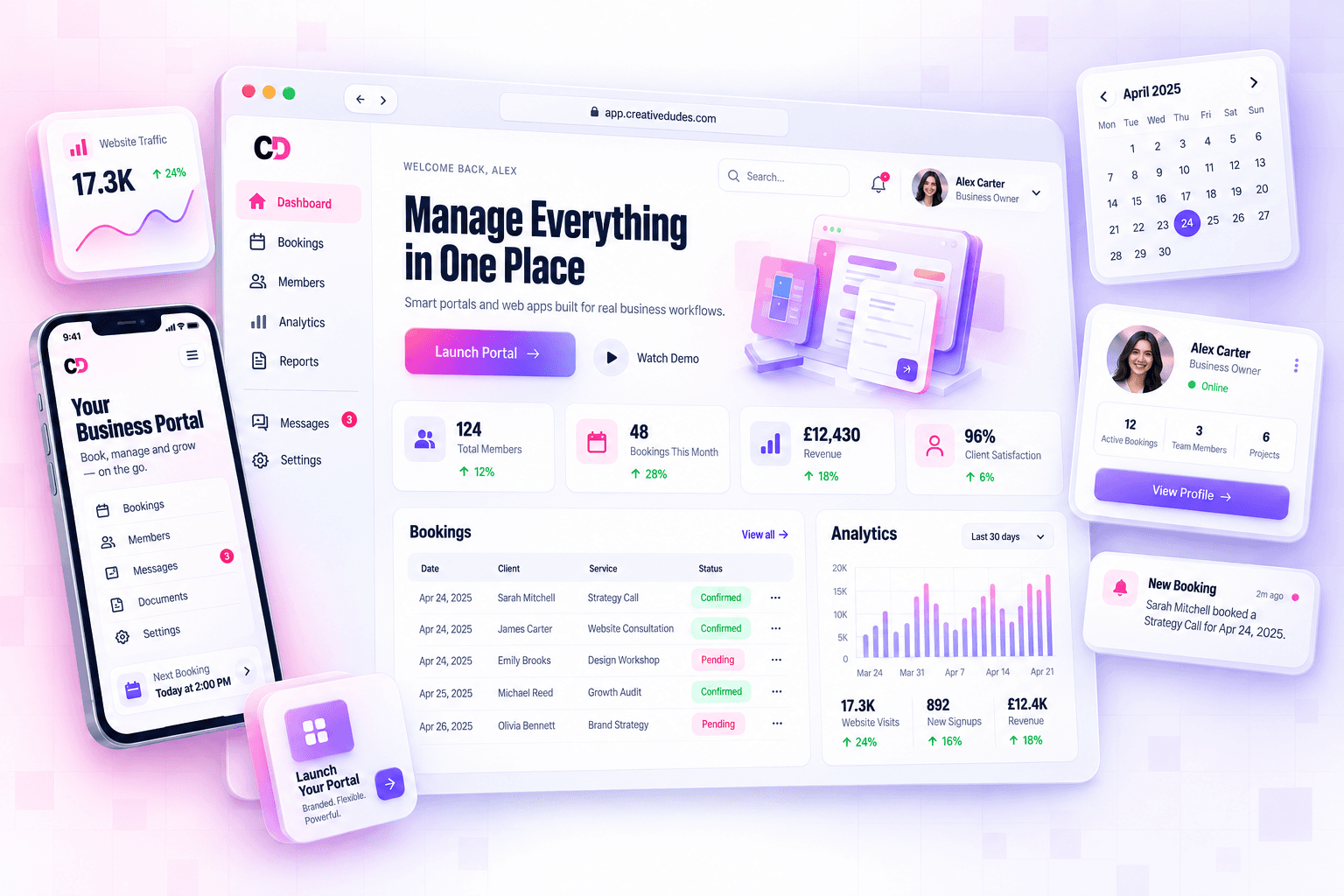 Example web apps & portals design by The Creative Dudes