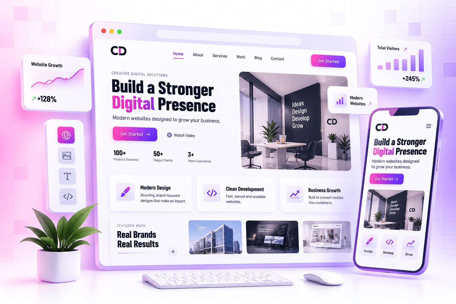 Example landing pages design by The Creative Dudes