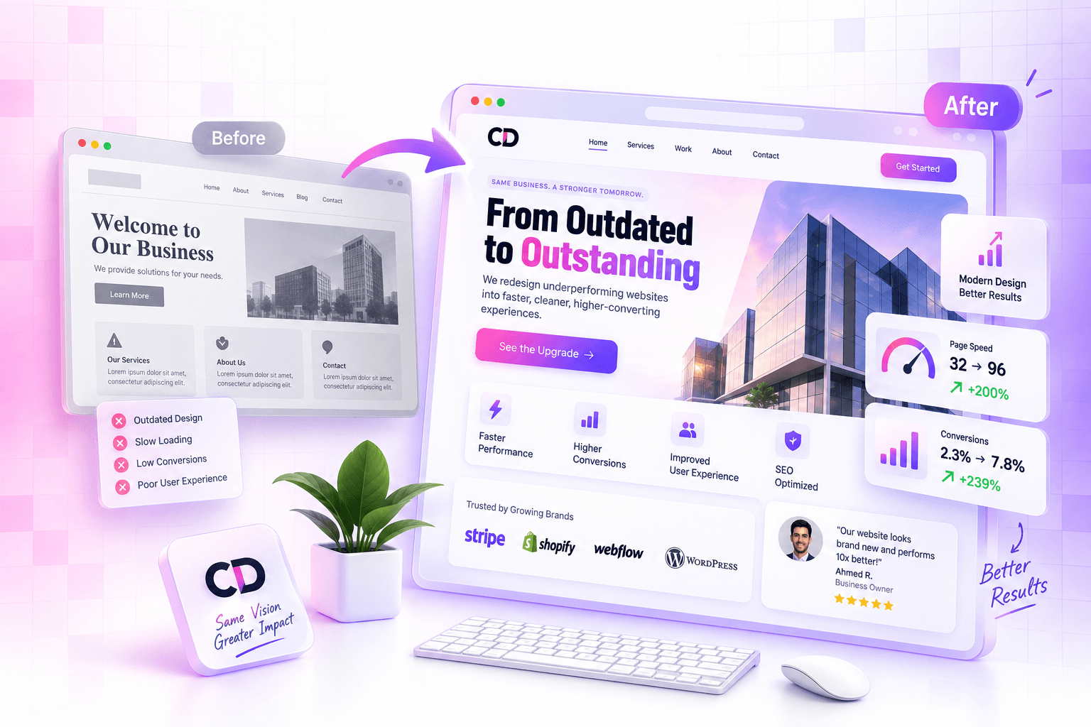 Example redesigns & rescues design by The Creative Dudes